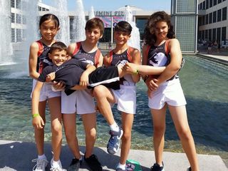 Kien Fogliadini, Ruben Vitulli, Riccardo Durello e Gabriel Fuccio, con la mascotte Mattia
