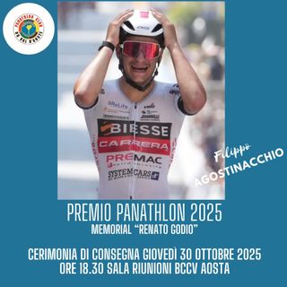 Il Premio Panathlon 2025 “Renato Godioz” al ciclista Filippo Agostinacchio
