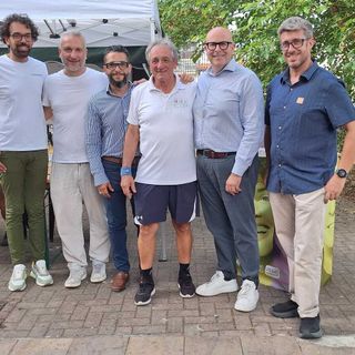 Da sin: Luca Delfino,Giuseppe Sparta e Carlo Tarsia, il coach Gianni Zullo, il Sindaco di Buttigliera Alfredo Cimarella e l'Assessore Daniele Chiriotti