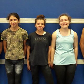 Alcune delle ginnaste dell’Olimpia in gara questo weekend: Beatrice Morra di Cella, Patrizia Fulciniti, Sara Del Monte, Nicole Trevisan e Rebecca Serg