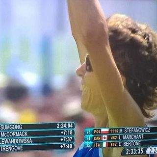 Catherine Bertone festeggia il risultato alle Olimpiadi (immagine tratta dal suo profilo fb)