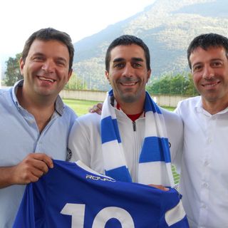 Da sinistra Andrea Sarteur, Davide Clemente e il presidente del Saint-Vincent Chatillon Luca Bertiletti