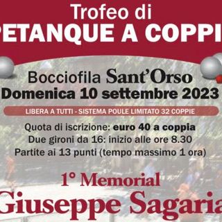 Petanque: Domenica 10 settempre prima edizione Memoriale Beppe Sagaria
