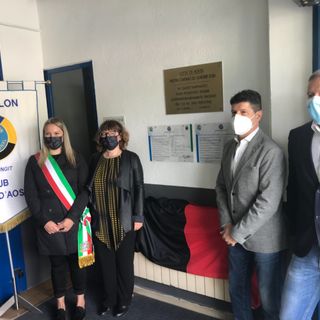 La vicesindaca Josette Borre, l’assessora allo Sport Alina Sapinet, il presidente del Coni VdA Jean Dondeynaz, e il presidente del Panathlon Club du Val d’Aoste, Piercarlo Lunardi