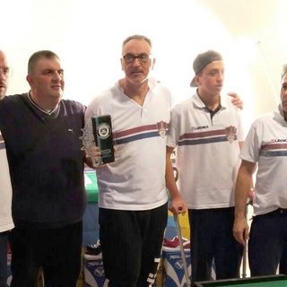 Livorno_TS_Grand_Slam_WimbleRome_2017: Riccardo Rabacchin con la maglia del Livorno TS (al centro) premiato per il 2° posto nella 3° Tappa del Grand Slam 2017-2018 Categoria Subbuteo al “Torneo Wimble…Rome 2017”