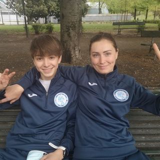 Magdalena Jarek Campioli con Pietro D'Aquino, giovane promessa della scherma valdostana