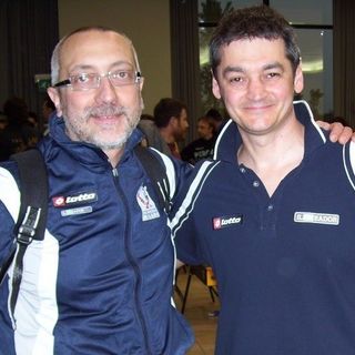 Fabrizio Maiandi (Dx) con l’ex compagno di club Luca Pessini (Sx) adesso al TSC Stella Artois Milano