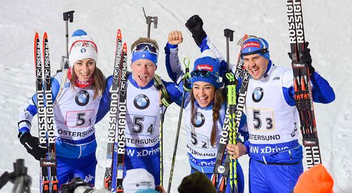 Biathlon: Italia a cinque stelle a Oestersund; seconda nella staffetta mista di apertura Biathlon: Italia a cinque stelle a Oestersund; seconda nella staffetta mista di apertura