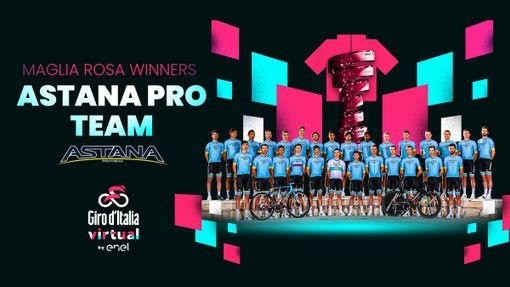 L'Astana Pro Team può celebrare la Maglia Rosa finale, dopo aver guidato la classifica generale del Giro d'Italia Virtual sin dalla prima tappa L'Astana Pro Team può celebrare la Maglia Rosa finale, dopo aver guidato la classifica generale del Giro d'Italia Virtual sin dalla prima tappa