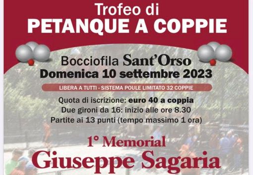 Petanque: Domenica 10 settempre prima edizione Memoriale Beppe Sagaria
