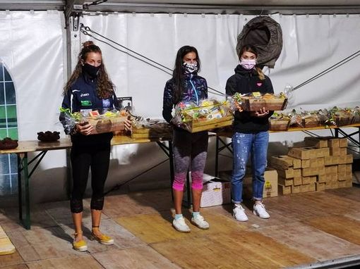 Podio femminile e, nell'articolo il podio maschile (foto Atletica Monterosa)