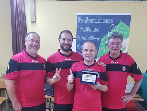 Asd Calcio Tavolo Aosta a Modena: da Sx Francesco Zolfanelli, Filippo Filippella, Marco Perotti e Paolo Ciboldi Asd Calcio Tavolo Aosta a Modena: da Sx Francesco Zolfanelli, Filippo Filippella, Marco Perotti e Paolo Ciboldi