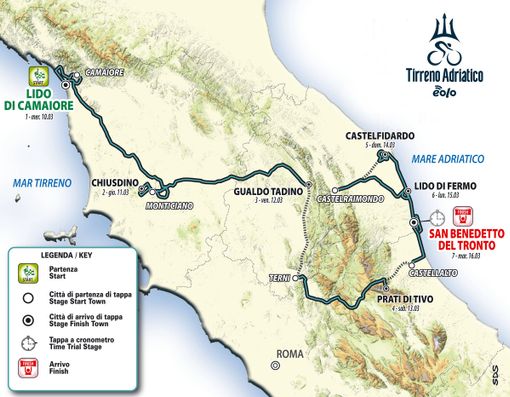 Ciclismo: 56esima Tirreno-Adriatico; sette tappe per un corsa ciclistica che promette spettacolo