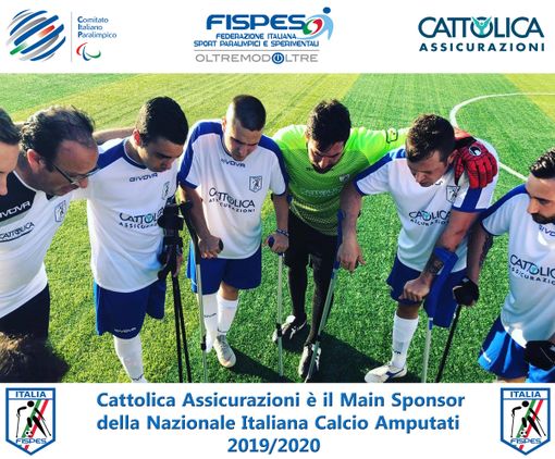 Cattolica Assicurazioni sponsor della Nazionale Italiana Calcio Amputati per il secondo anno consecutivo