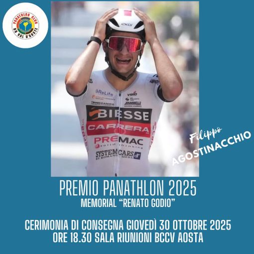 Il Premio Panathlon 2025 “Renato Godioz” al ciclista Filippo Agostinacchio Il Premio Panathlon 2025 “Renato Godioz” al ciclista Filippo Agostinacchio
