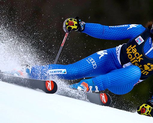 Federica Brignone in allenamento a Pila con le altre azzurre