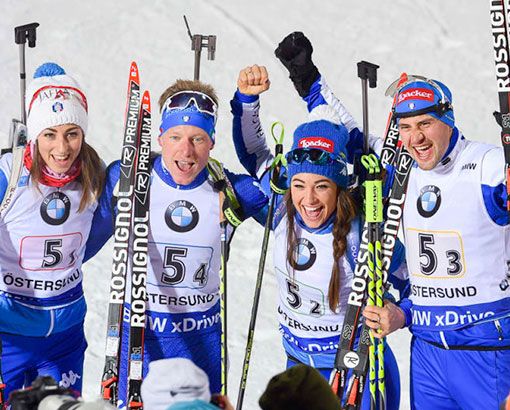 Biathlon: Italia a cinque stelle a Oestersund; seconda nella staffetta mista di apertura