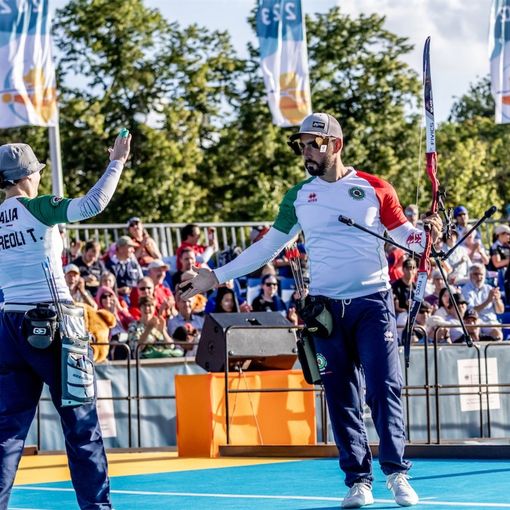 Tatiana Andreoli e Mauro nespoli esultano dopo il bronzo