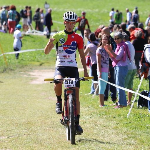 Davide Aresca sul traguardo di Cogne