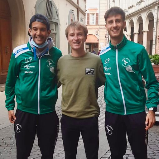 I tre valdostani protagonisti a Forlì nei Campionati italiani dei 10km su strada.Da sinistra Omar Bouamer, Jean Pierre Vallet, Lorenzo Brunier