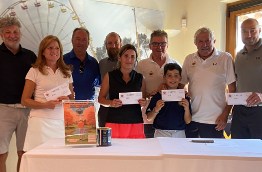 Nella foto da sinistra: Marinella Bellinvia, Dario Borney, Piera Paola Stevanon, Edi Avoyer (vice presidente del circolo e premiato), Simone Meggiolaro, Francesca Rey, Riccardo Berthod (gestore della Brasserie du golf), Federico Fiabane, Dario Come’ (presidente del circolo), Simone Fiabane