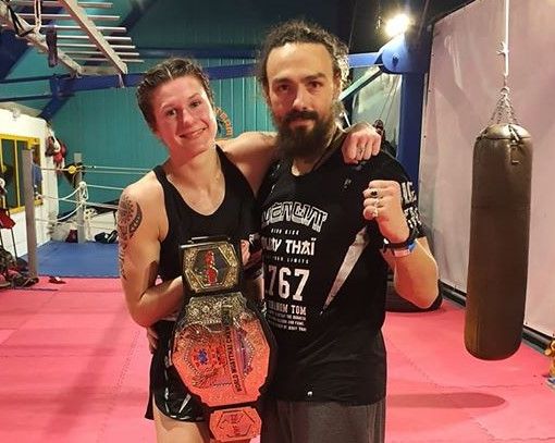 Martine Michieletto con il suo allenatore Bethaz