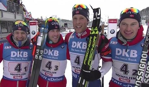 Biathlon: La Norvegia vince per dispersione la staffetta maschile di Hochfilzen