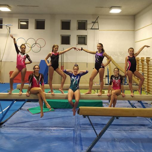 Le ginnaste dell’Olimpia: Joana Kocecku, Giulia Chiumello, Adelina Bulat, Serena Molinari, Alice Esposito e Anna Lucia Tosi
