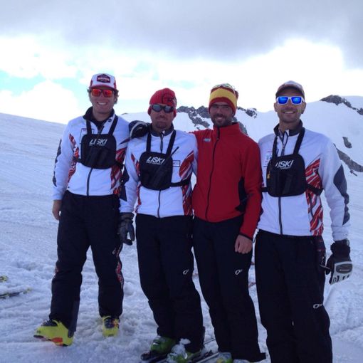 Gli allenatori della squadra Asiva di sci alpino: da sinistra  Laurent Praz,Giuseppe Butelli, Ettore Mosca Barberis e Marco Dovana