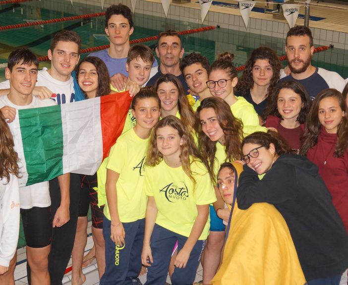 Gli atleti dell’Aosta Nuoto al Trofeo Open Swim di Chamonix domenica scorsa