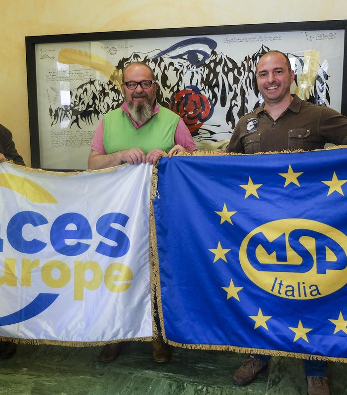 Da sn: Enrico Cimaschi - Ivan Parasacco e Maurizio Capolupo referente MSP (movimento sportivo popolare) per la Valle d'Aosta