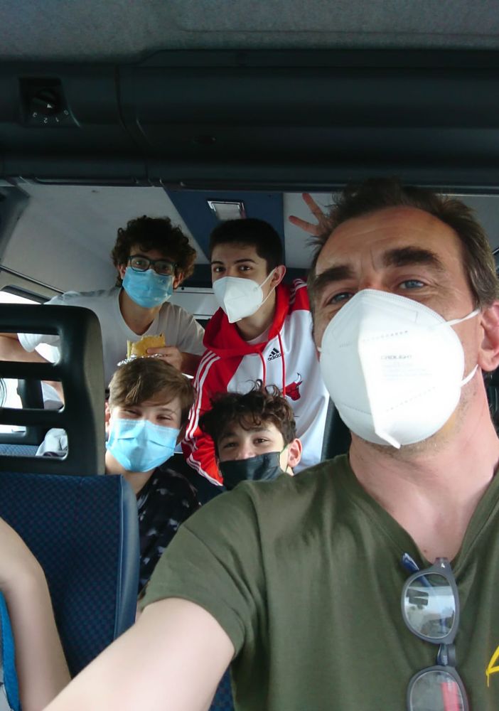 Da s: Tommaso Coletta, Andrea Macrì, Pietro Cerrato, Alessio Calò, Mattia Savoia, e Coach Giovannetti