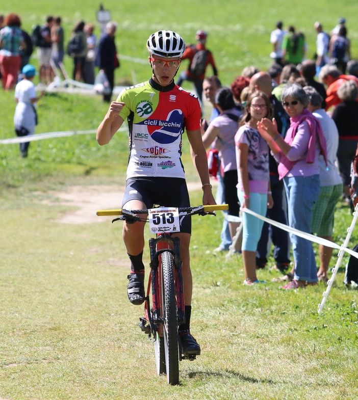 Davide Aresca sul traguardo di Cogne