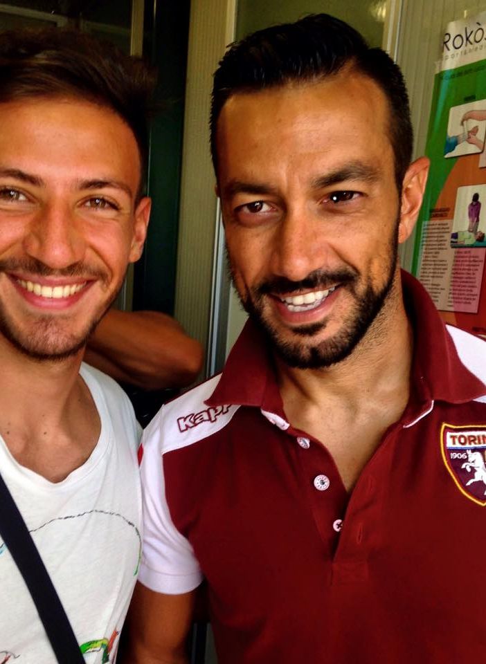 Luca Marangone nel 2015 con l'allora bomber del Toro Fabio Quagliarella