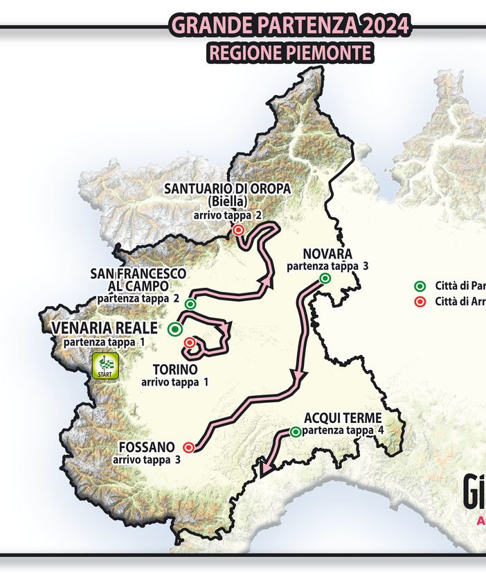 LA REGIONE PIEMONTE OSPITERA' LA GRANDE PARTENZA DEL GIRO D'ITALIA 2024
