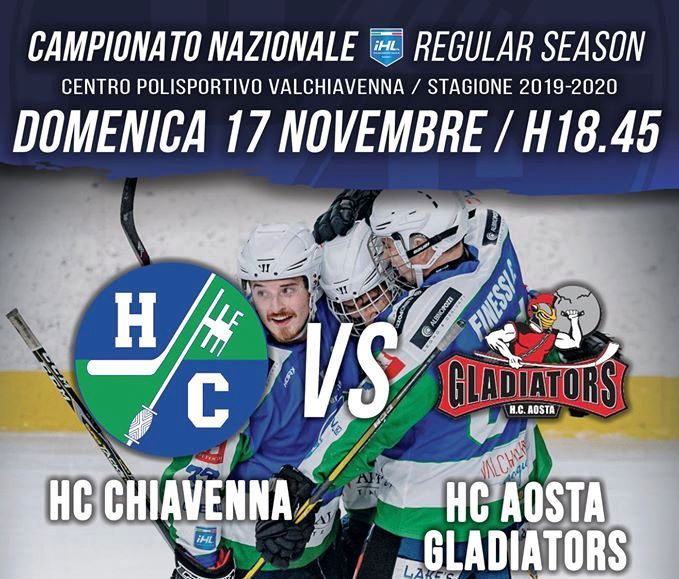Hockey ghiaccio: IHL Division 1; Trasferta aamara a Chiavenna per i Gladiators