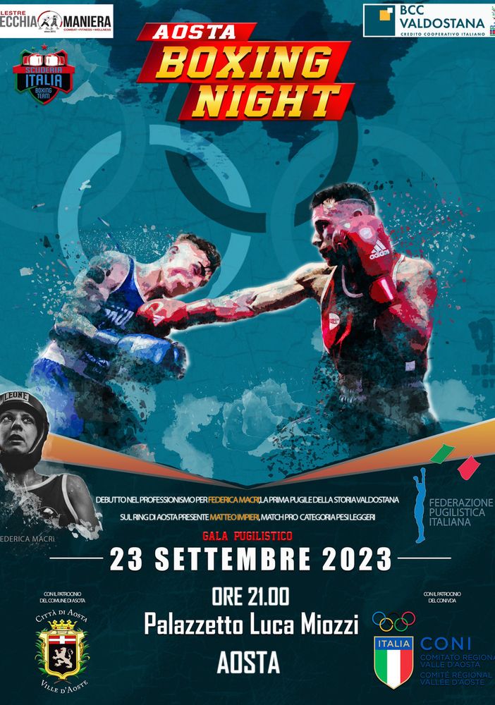 Sabato 23 Settembre al PalaMiozzi. Ritorna la boxe ad Aosta