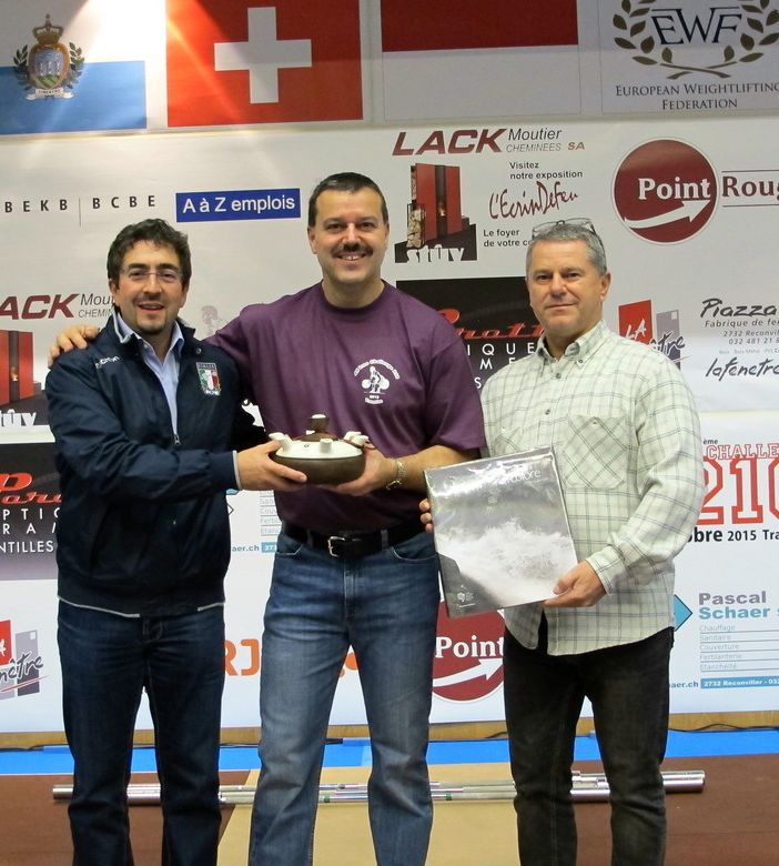 Flavio Serra, pres. reg. Federazione pesistica; Stephan Lauper, pres. AltheroClub del Challenge; Andrea Movio, arbitro federale