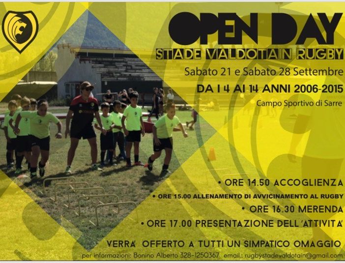 Rugby: Open Day al campo dello Stade Valdotain a Sarre