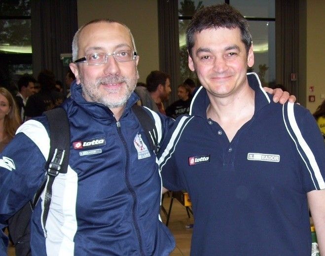 Fabrizio Maiandi (Dx) con l’ex compagno di club Luca Pessini (Sx) adesso al TSC Stella Artois Milano