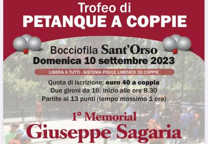 Petanque: Domenica 10 settempre prima edizione Memoriale Beppe Sagaria Petanque: Domenica 10 settempre prima edizione Memoriale Beppe Sagaria