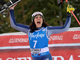 Federica Brignone esulta per Coppa del Mondo Combinata conquista a La Thuile il 29 febbraio