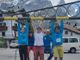 Davanti da sinistra: Claire Charbonnier, Antonio Charrere Federico Deleonard, dietro i tecnici dell'Oasi Vertical Sara Celesia e Marco Dellanoce