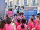 La mascotte del Giro &quot;Wolfie&quot; insieme ai bambini del progetto BiciScuola al Giro d'Italia 2018