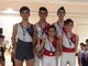 La squadra maschile LE Open sul podio: dietro Alessandro Ledda, Tommaso Morra Di Cella e Gabriele Lupieri; davanti Ruben Vitulli e Lorenzo Mattana