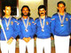 Bruno Suardi è il primo da destra, con lui nella foto (da sinistra) Molinari, Papandrea e D'Alessandro. Foto scattata nel 1983 a Chiasso, dove si disputarono i primi Campionati Mondiali della Raffa