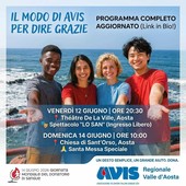 Giornata del Donatore: l’Avis Valle d'Aosta festeggia tra teatro, musica e comunità
