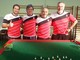 La squadra dell’ASD Calcio Tavolo Aosta al FISCT Open del Veneto. Da sn: Filippo Filippella, cap; Paolo Ciboldi, Dario Di Muri, Riccardo Rabacchin