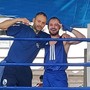 Samuele Scapin con il suo allenatore