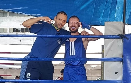 Samuele Scapin con il suo allenatore